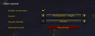 Alert and Sound options