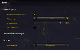 Icons and Border styling options