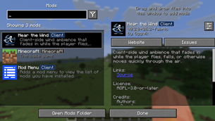 Mod Menu screen on 26.2 Fabric