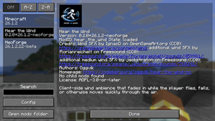 Mods menu screen on NeoForge 26.1.2