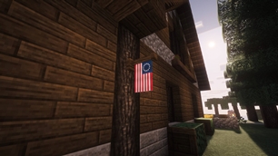Betsy Ross on Wall Mounted Flagpole