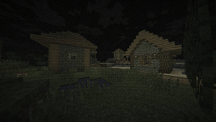 village with vhs filter shader