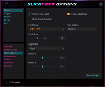 Player [Time Label] options
