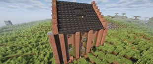 Cobble-themed factory, pitched roof
