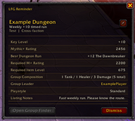 Classic Mythic+ Invitation Popup