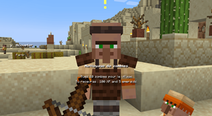 Guard Villager from the Guard Villagers mod giving a hunt quest
