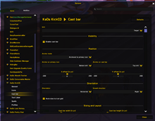 Settings Panel (Cast Bar)