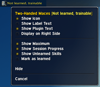 Right-click on a skill you don't have yet