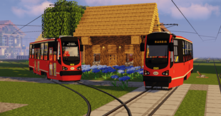 Two 105N-HF11AC trams with orange boards and white boards at noon.png