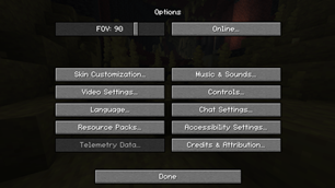 Options menu