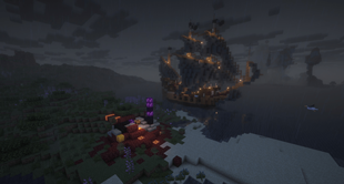 A Ruined Portal and SuperWarioModTeam's Illager Warship
