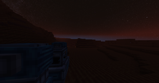 Space ship in Mars sunrise