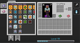 inventory panel and skills bar