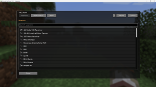 Main Interface for Weapons