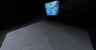 Space ship flying past Moon