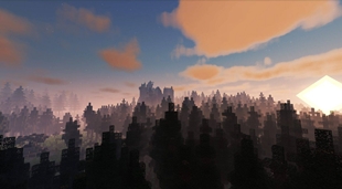 Sunrise in a foggy and dense forest, wait, is that a castle?