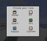 Choose your Race menu