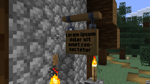 Lore ipsum on a sign.