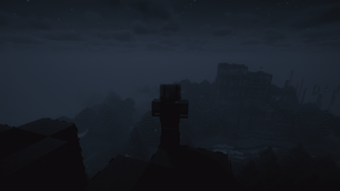 The view of an abandoned city from a factory chimney.