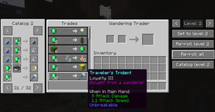 Custom trades with catalog menu