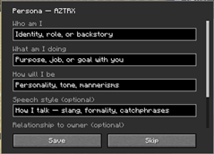 On first Creation - you will have to fill the Persona Form!