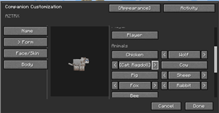 You can choose various mobs and animals!