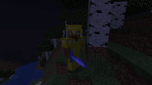 Another Scuffler on the edge of a Old Growth Birch Forest with full gold and a diamond sword!