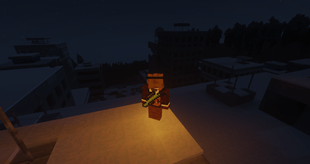 Standing on a city building