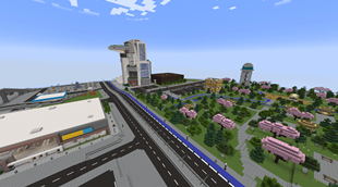 City Park with Road & Bicycle Path