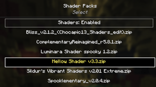 Shader packs in this modpack