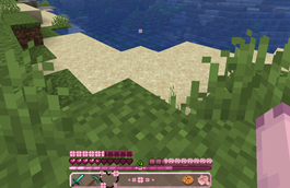 Tool bar, Health bar, Hunger bar, Armor bar, XP bar, Crosshair