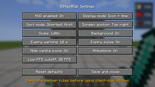 EffectRail settings