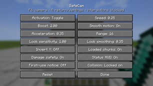 SafeCam settings
