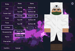 Clothes menu in space theme