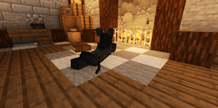 Kerkele resting near the fireplace