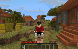 riding villager with villager stormbreaker in hand