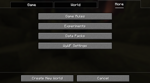 WyWF Settings in World Creation menu