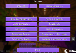 Options menu