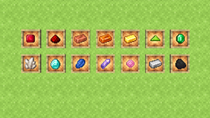 All Ore Items Displayed In Item Frames