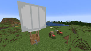 Gatling Gun, Fire Cart, and Dirigible from the back.