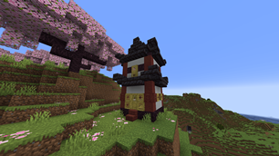 Cherry Tower. (Credit: Phelps_Builds on Reddit for OG design.) Rarest of the buildings in the mod. For good reason, too.