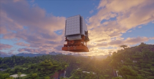 Airship in the sunset