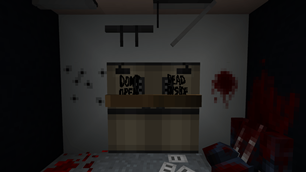 Door Barricade and grafitti "Don't open dead inside"