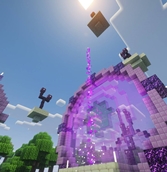 The End Gate's beam by day - full-bright particles, visible without shaders
