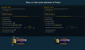 Show or hide some elements of frame