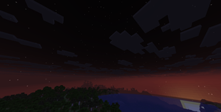 Meteor shower — the night sky burns red from horizon to horizon