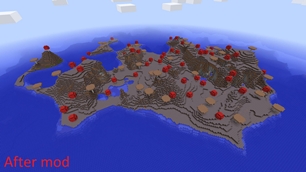 Mushroom generation after mod / Генерация грибов после мода