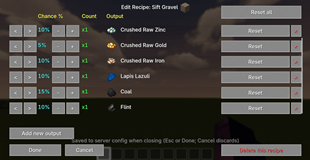 UI Configuration Interface: Recipe Data Changes