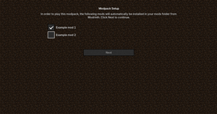 Download screen example when one of the listed mods is not selected