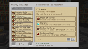 Enchantment table knowledge list